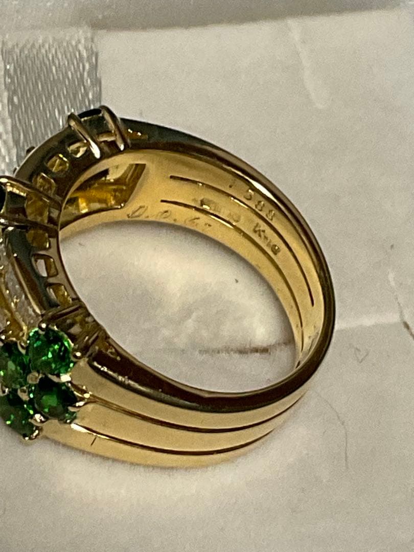 k18グリーンガーネットダイヤモンドリング