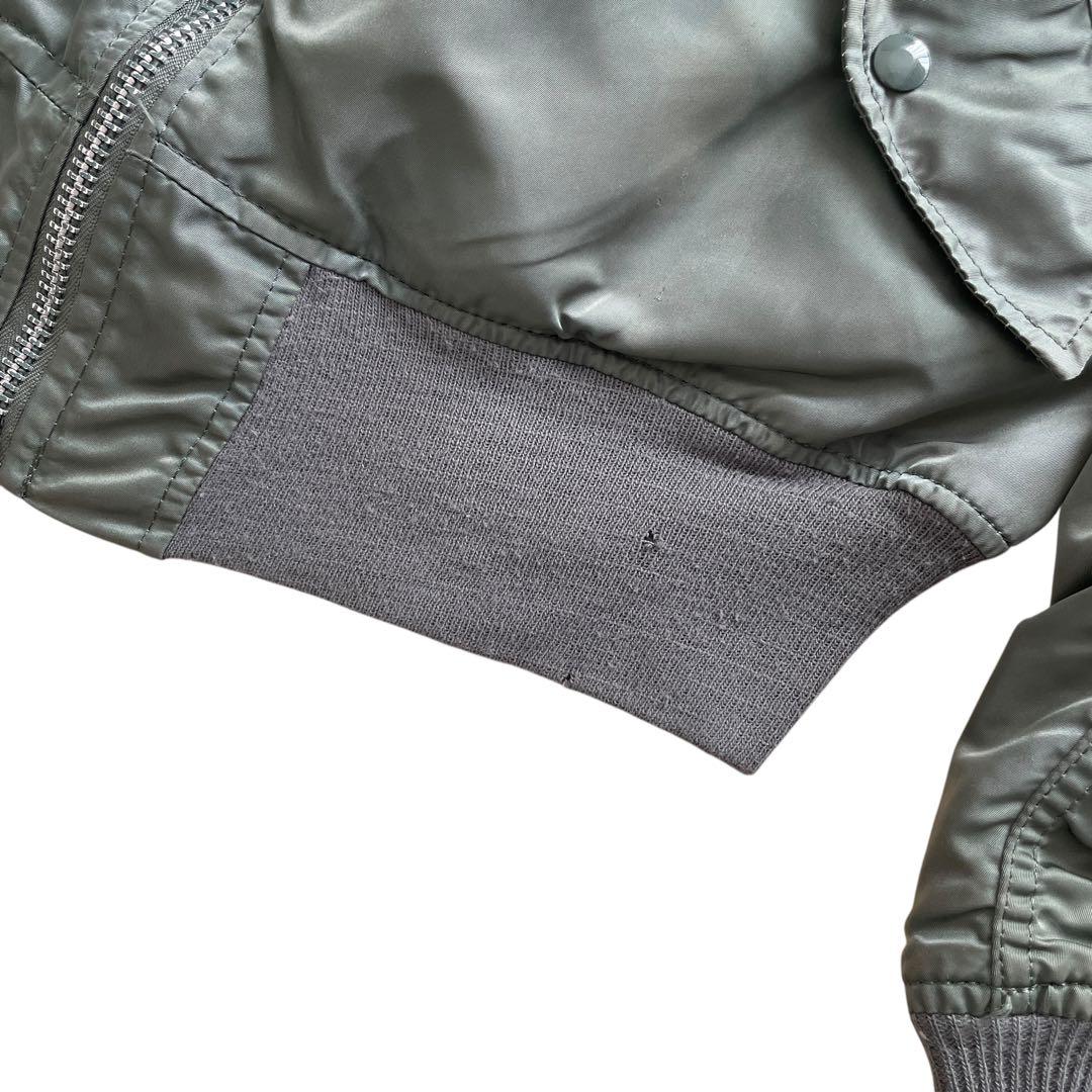 美品 90s USA製 ALPHA MA-1 グランドクルー カーキ L