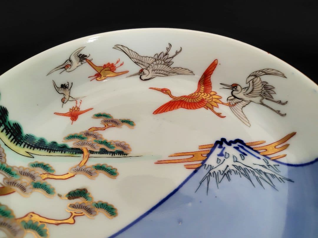 古伊万里 アンティーク 大鉢大小セット『松 鶴 富士 波 宝舟』明治大正