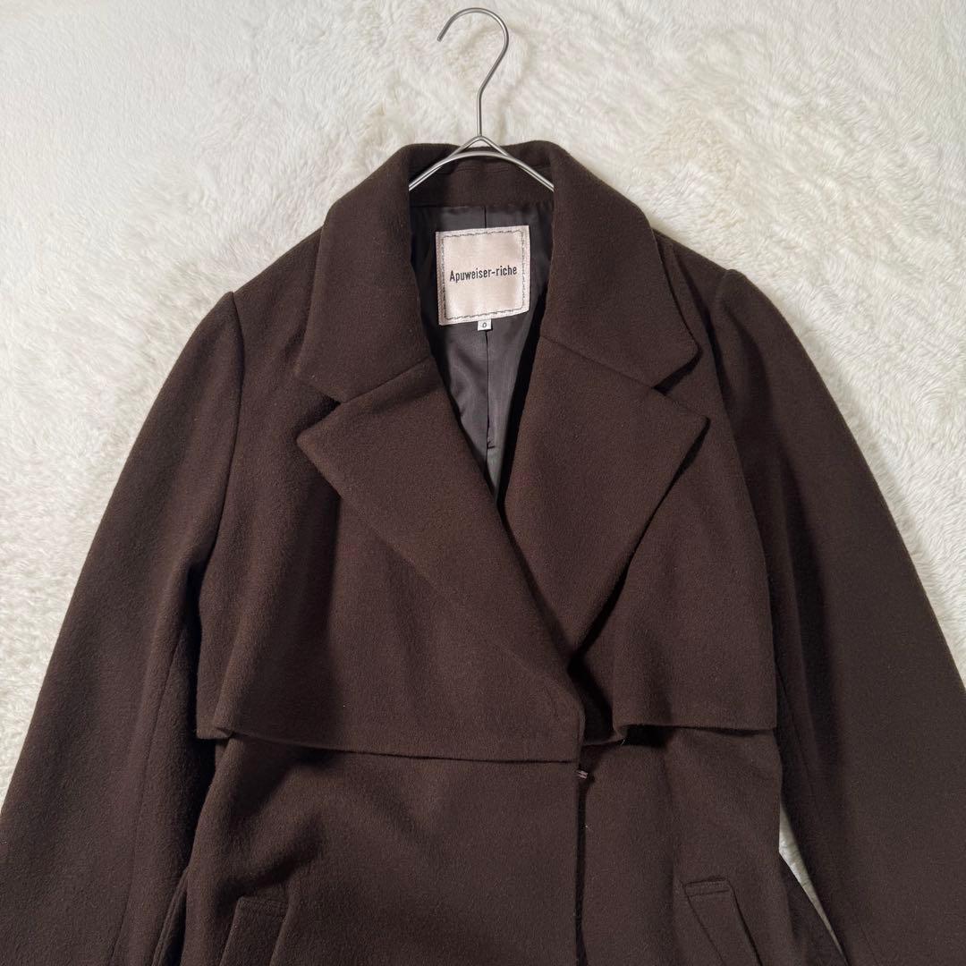 アプワイザーリッシェ　ウールケープトレンチコート　ブラウン　ロング　定価5.3万