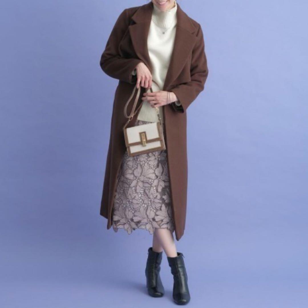 アプワイザーリッシェ　ウールケープトレンチコート　ブラウン　ロング　定価5.3万