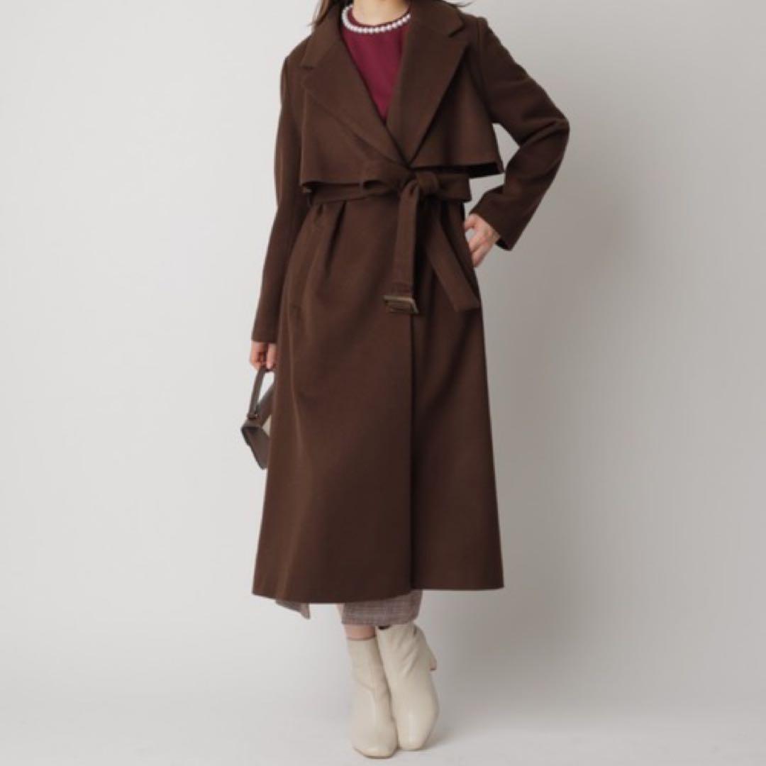 アプワイザーリッシェ　ウールケープトレンチコート　ブラウン　ロング　定価5.3万