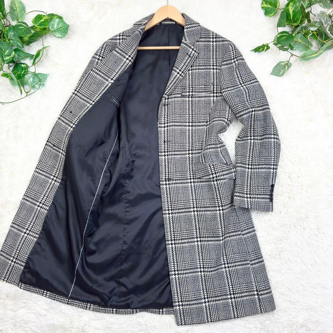 美品　スーツセレクト　ツイード　グレンチェック　チェスターコート　マキシ丈　LL