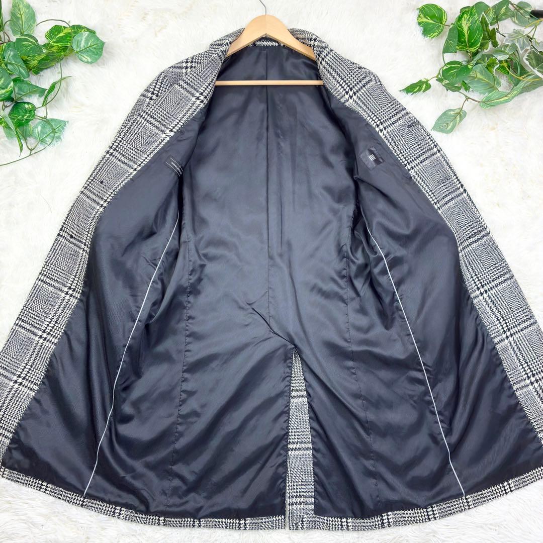 美品　スーツセレクト　ツイード　グレンチェック　チェスターコート　マキシ丈　LL