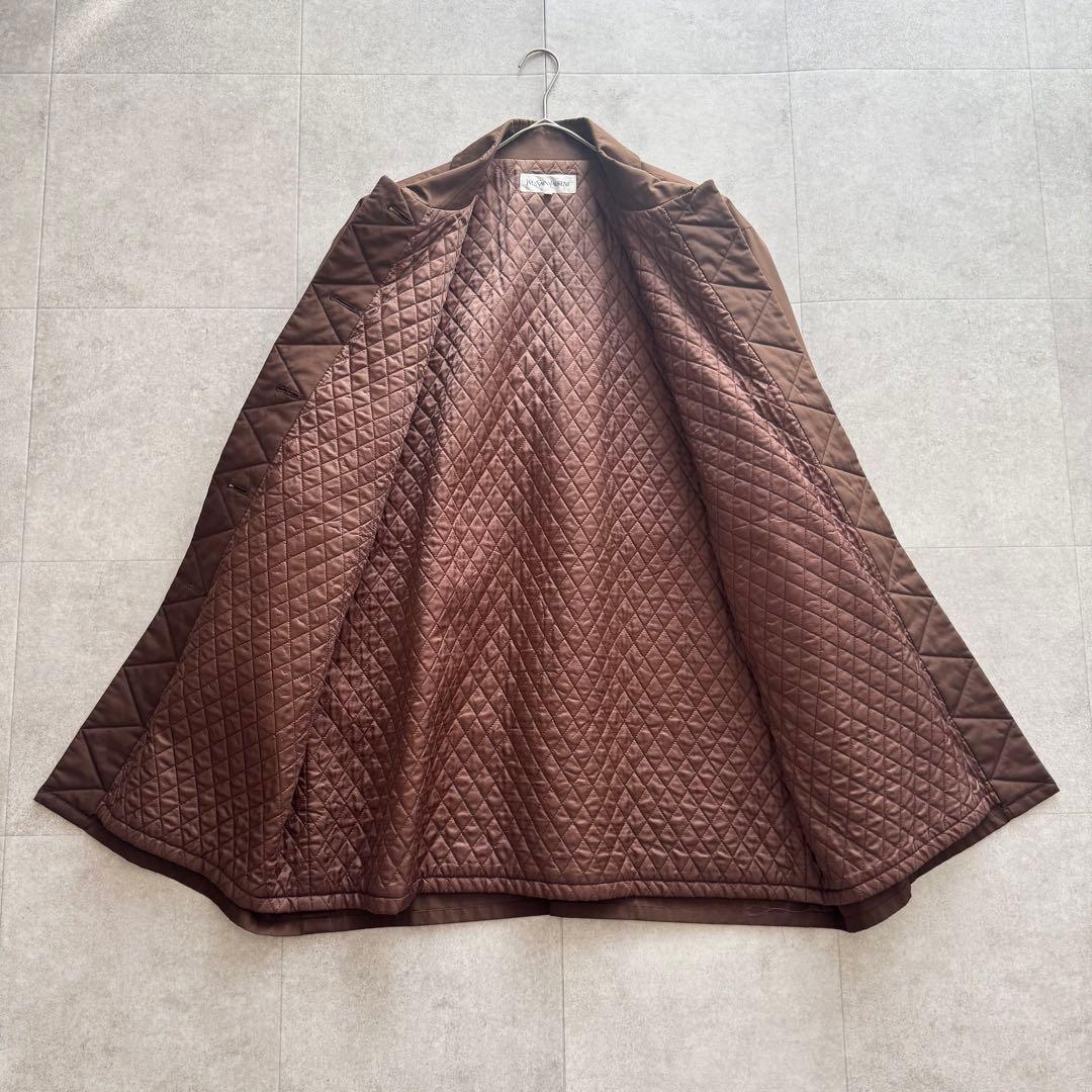 イブサンローラン　ロングコート　中綿コート　キルティング　金ボタン　36 茶色
