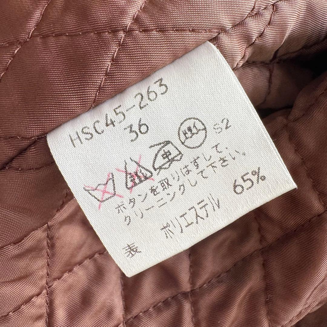 イブサンローラン　ロングコート　中綿コート　キルティング　金ボタン　36 茶色