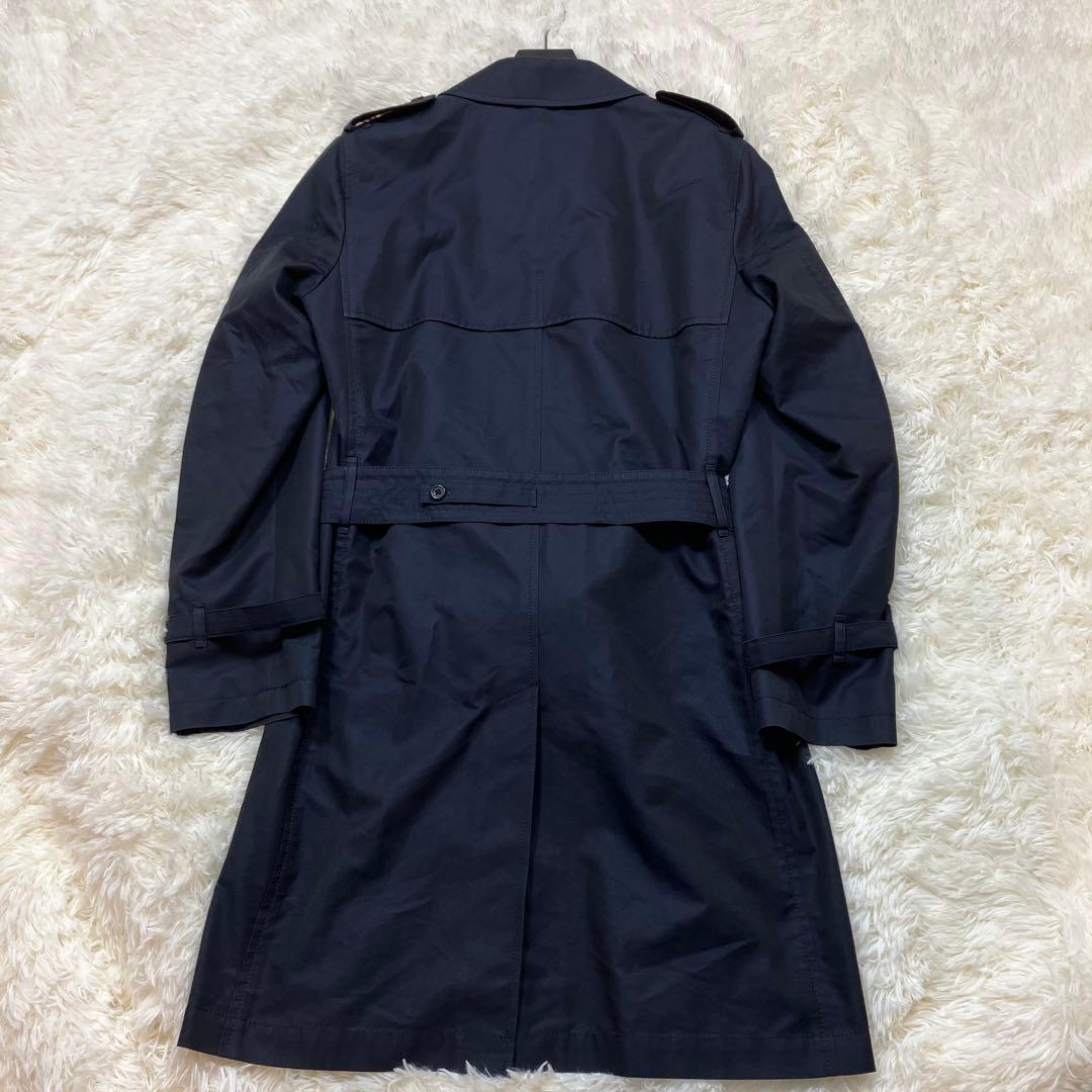 極美品 アクアスキュータム ステンカラーコート ベルト付き ネイビー Mサイズ