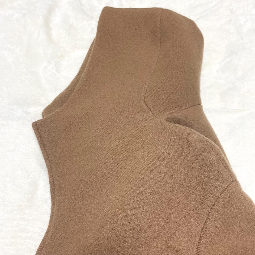 ヨシエ　イナバ　ミドル丈　コート　毛　ベージュ　フード