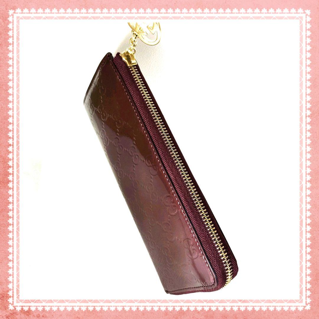 グッチ GUCCI ラブリーハート GGシマレザー ピンク 長財布 0109-⑦