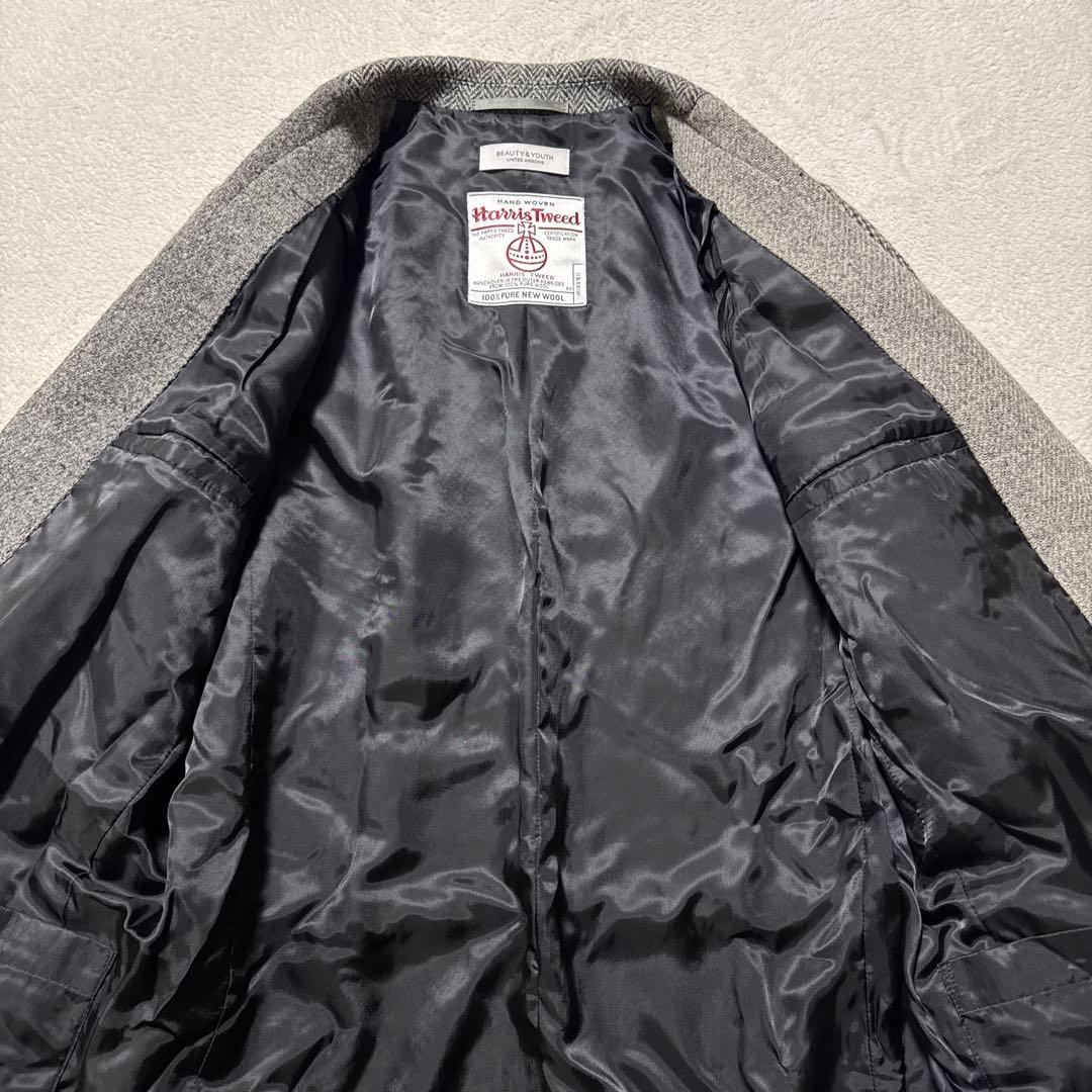 希少極美品 ビューティアンドユース ハリスツイード チェスターコート L 羊毛