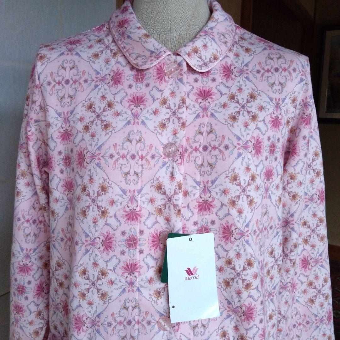 日本製 ワコールミントン花柄ピンク あったかパジャマ 襟付き