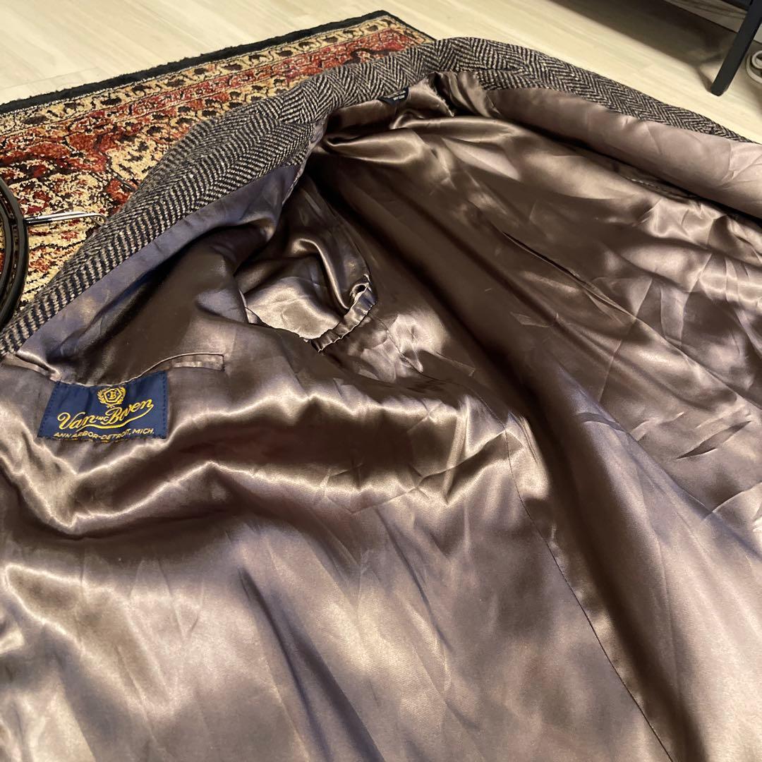 ヴィンテージ 60's ヘリンボーンロングコート made in USA