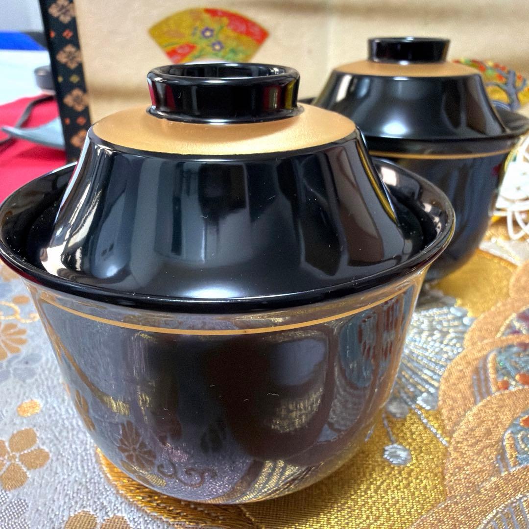 たち吉赤絵金彩八角鉢　春秋貝彩　金銀ガラス製プレート　加賀箔工芸　No.4-39