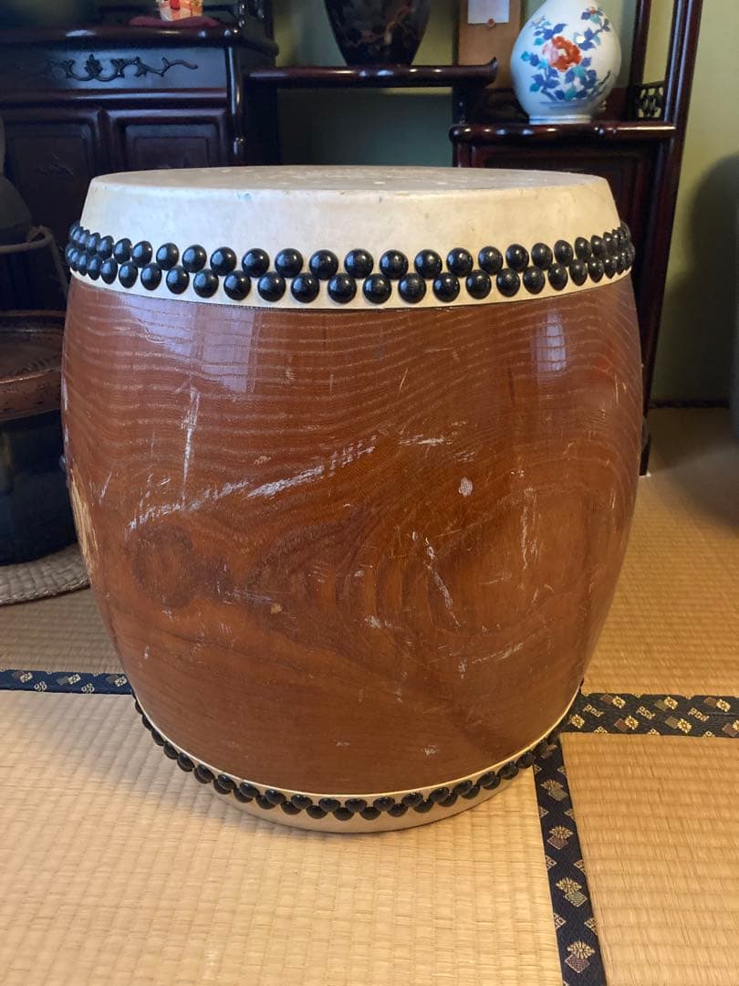 和太鼓 （宮太鼓）長胴1尺3寸 創業明治12年 雷印太鼓業4代目 林繁商店