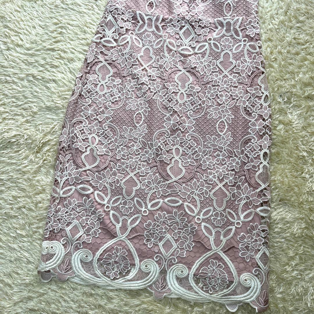 英国発　PHASE EIGHT 大きめ　清楚ピンク　刺繍ワンピース　美品　LL