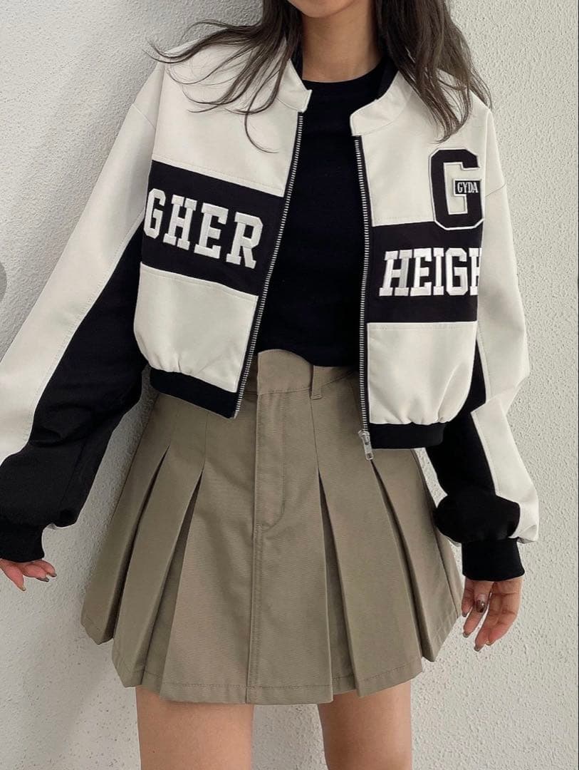 新品★GYDA★フェイクレザーショートBIKER JK★オフホワイト★ジャケット