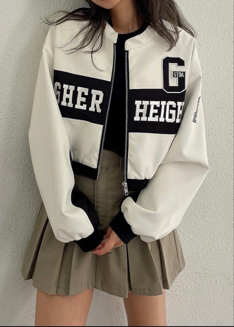 新品★GYDA★フェイクレザーショートBIKER JK★オフホワイト★ジャケット