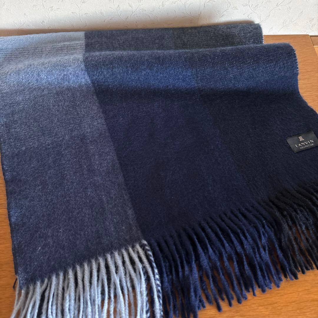 極美品◆LANVIN◆定価35000円 カシミヤ100% オンブレーマフラー