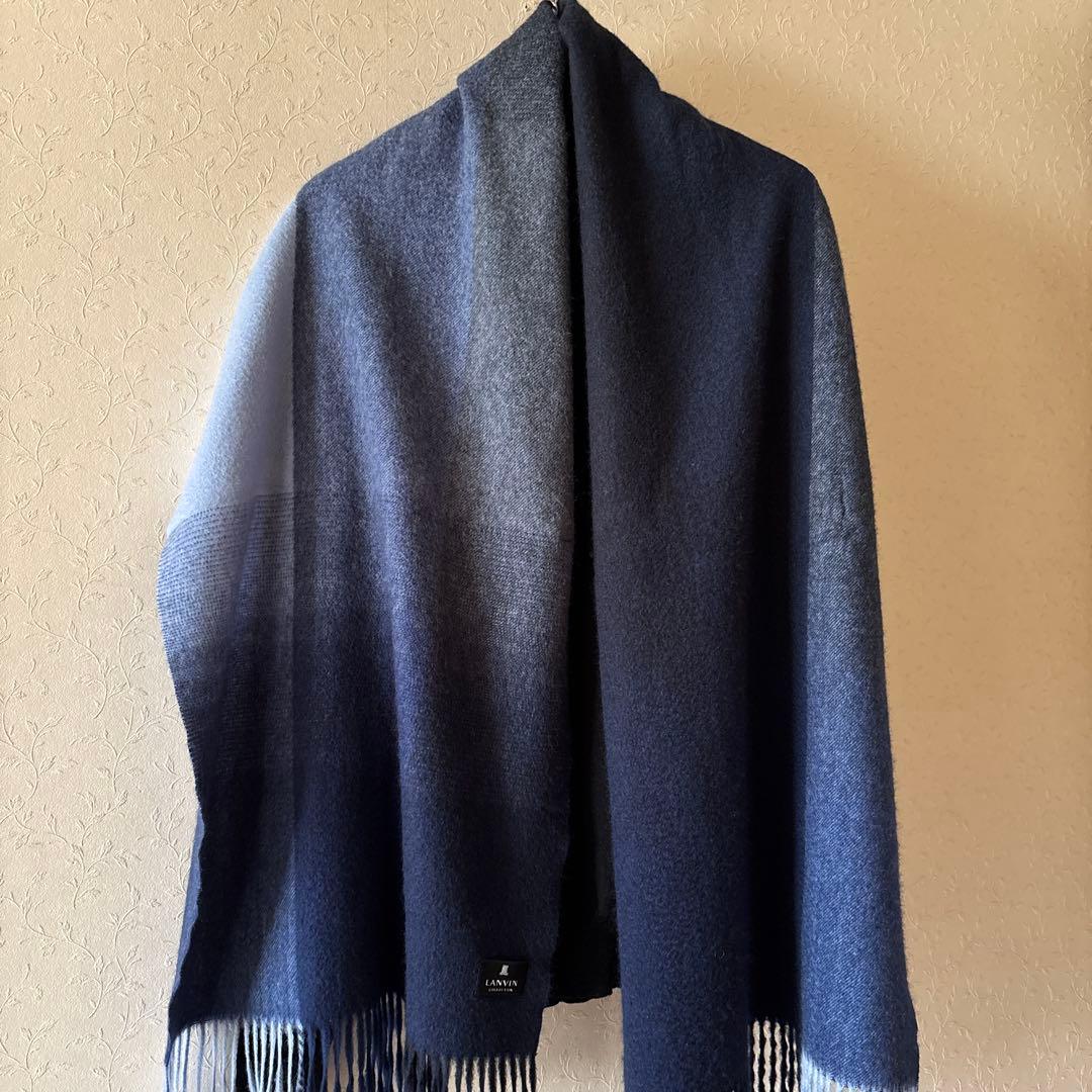 極美品◆LANVIN◆定価35000円 カシミヤ100% オンブレーマフラー