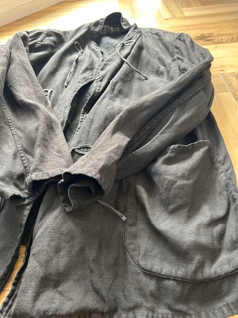 希少　COMOLI コモリ　リネン起毛スタンドカラージャケット　ネイビー　3