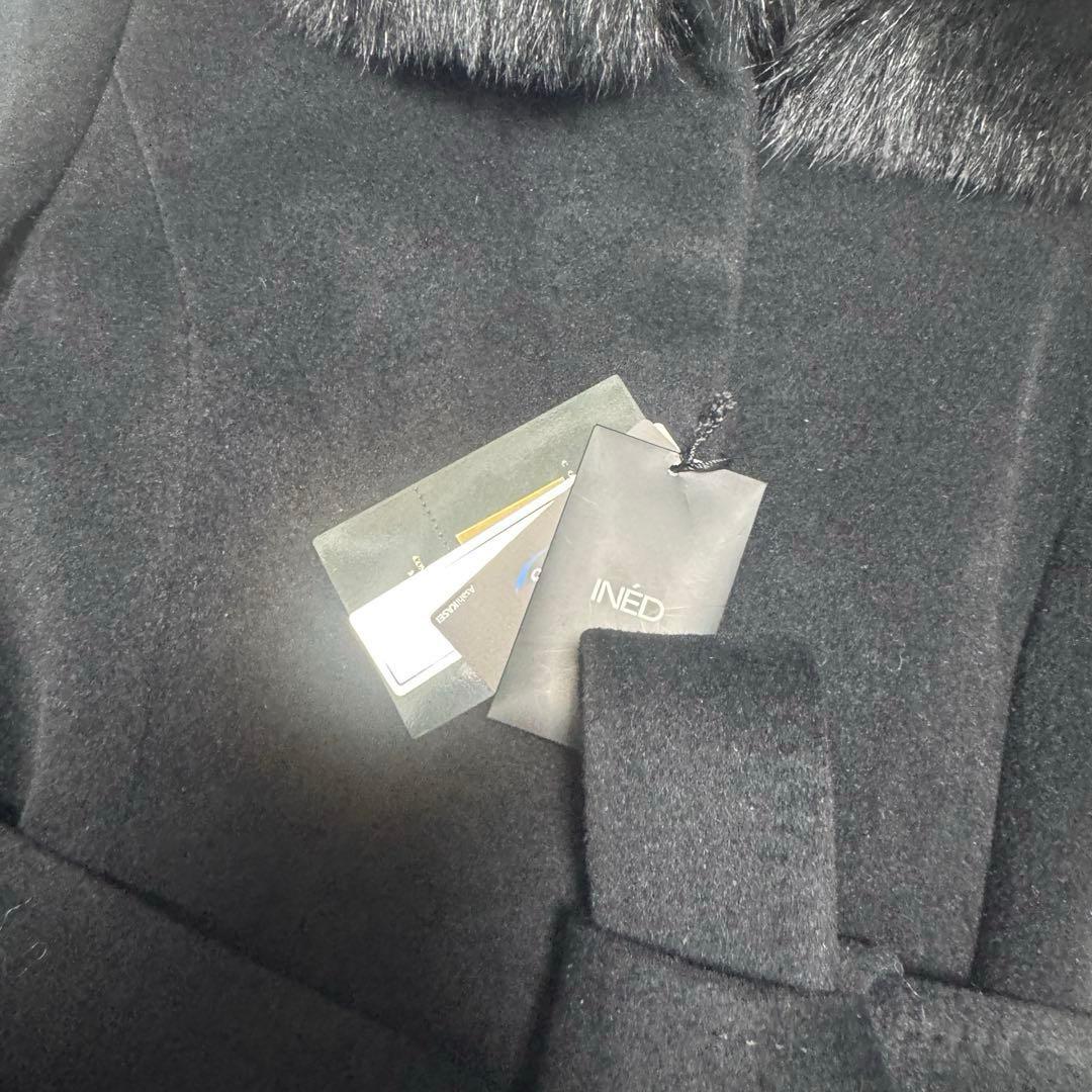 新品 INED ベルテッドコート フォックスファー アンゴラ ロング 定価3.9