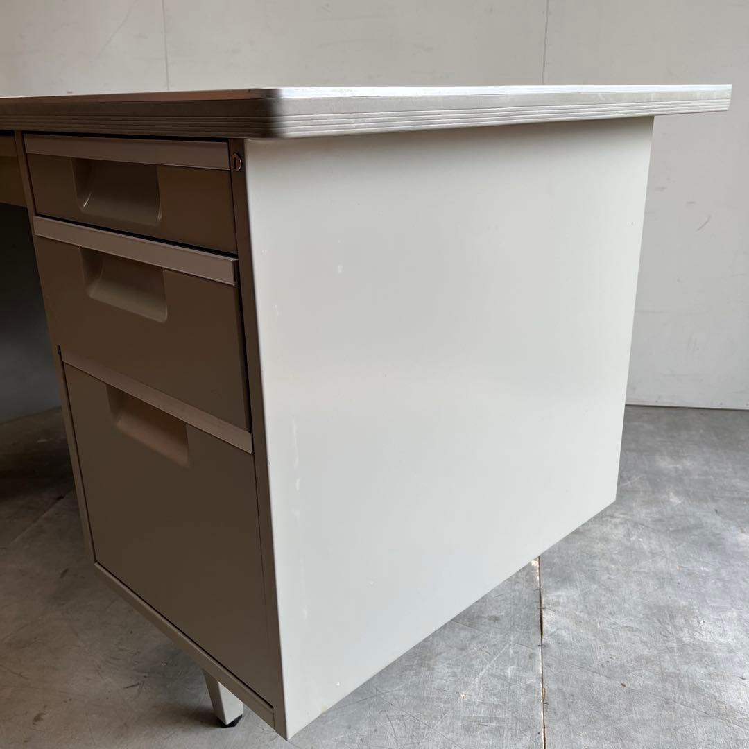 KOKUYO インダストリアル スチール デスク レトロ 両袖机 オフィス 鍵付