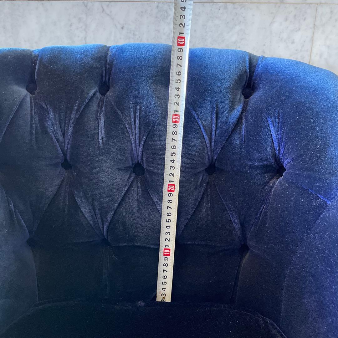 昭和レトロ ネイビー ベルベット ダイニングチェア