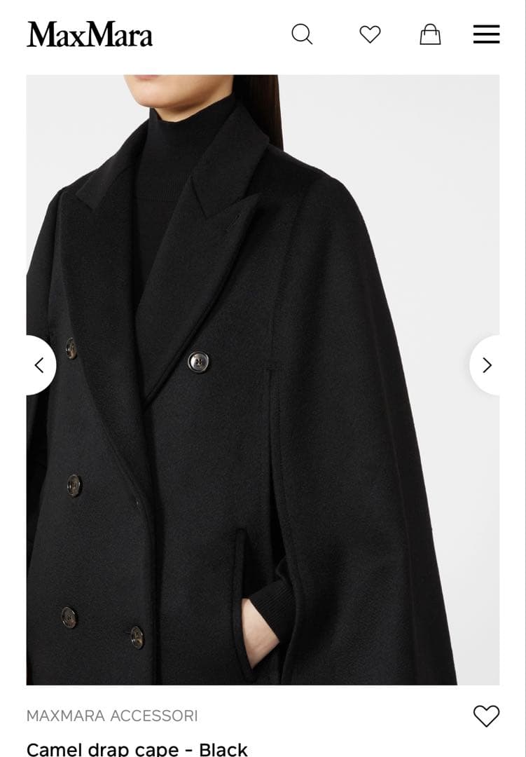 新品値札付 フランス購入 定価約40万円 マックスマーラ キャメル100%ケープ