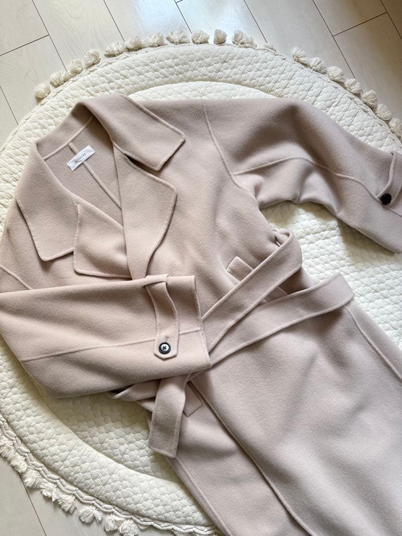 SOUAIRE ソアール ボリュームスリーブウールリバーコート ECRU