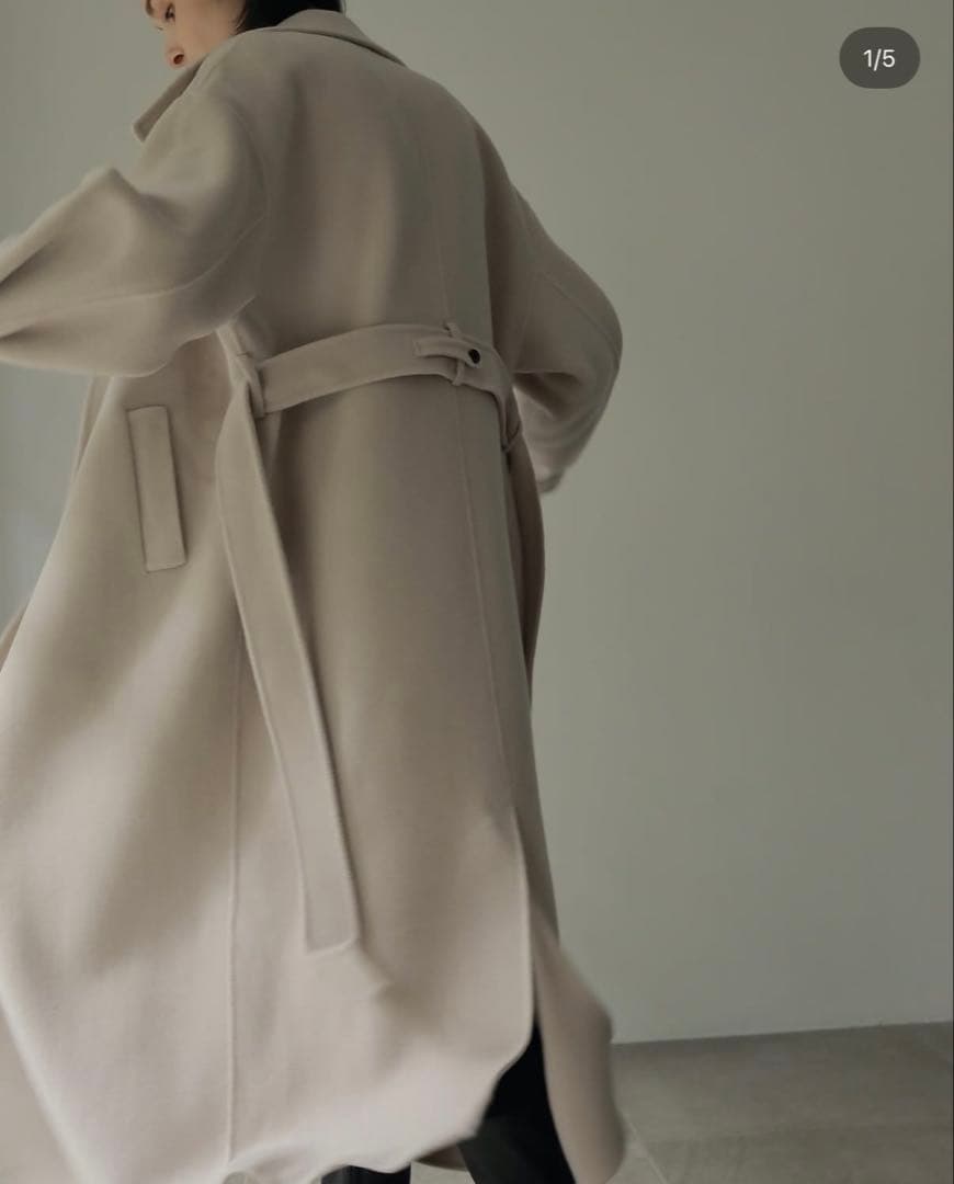 SOUAIRE ソアール ボリュームスリーブウールリバーコート ECRU