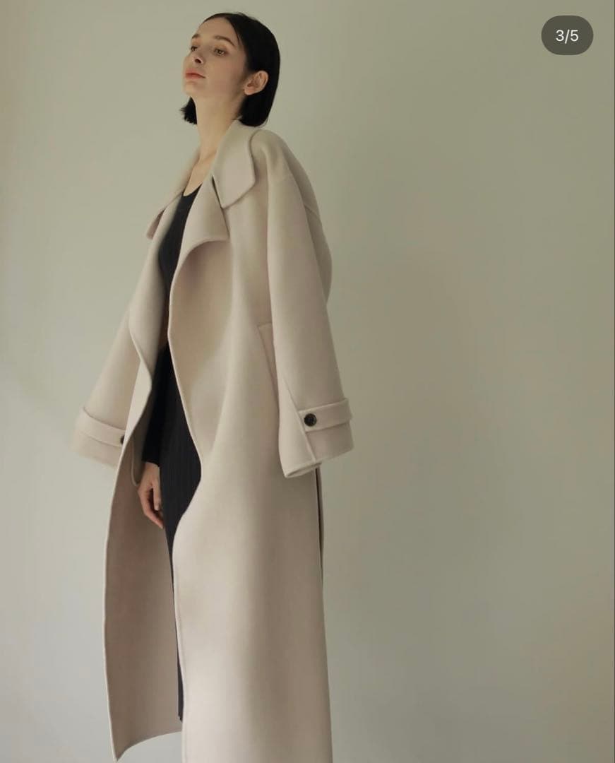 SOUAIRE ソアール ボリュームスリーブウールリバーコート ECRU