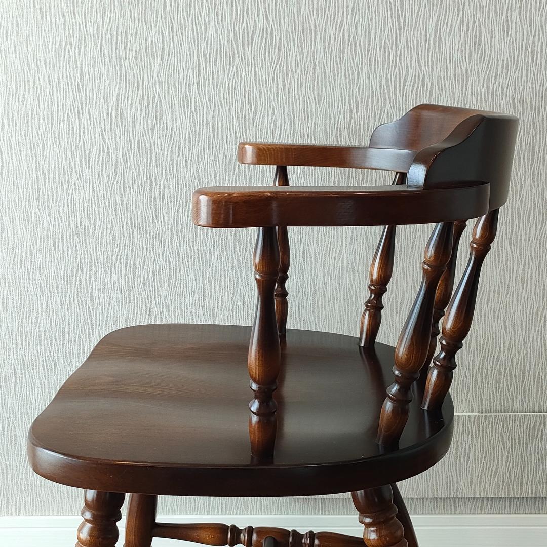 〈美品〉キツツキ　アームチェア　キャプテン　持ち手　ろくろ脚