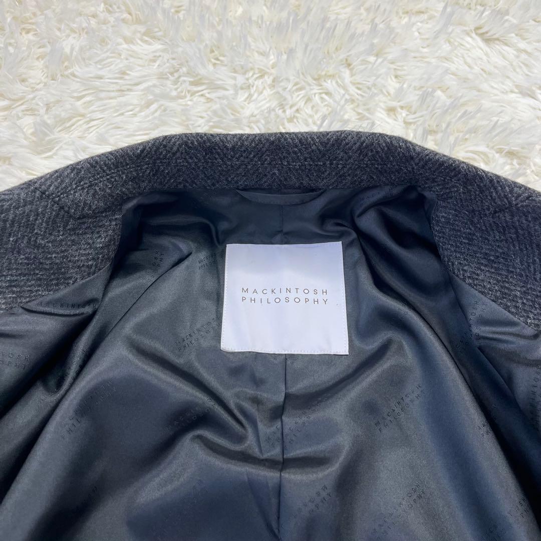 【新品】マッキントッシュ ヘリンボーン チェスターコート カシミヤ ダークグレー