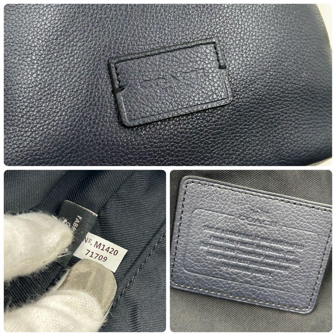 COACH 290 コーチ ボディバッグ ペブルドレザー 斜め掛け ネイビー