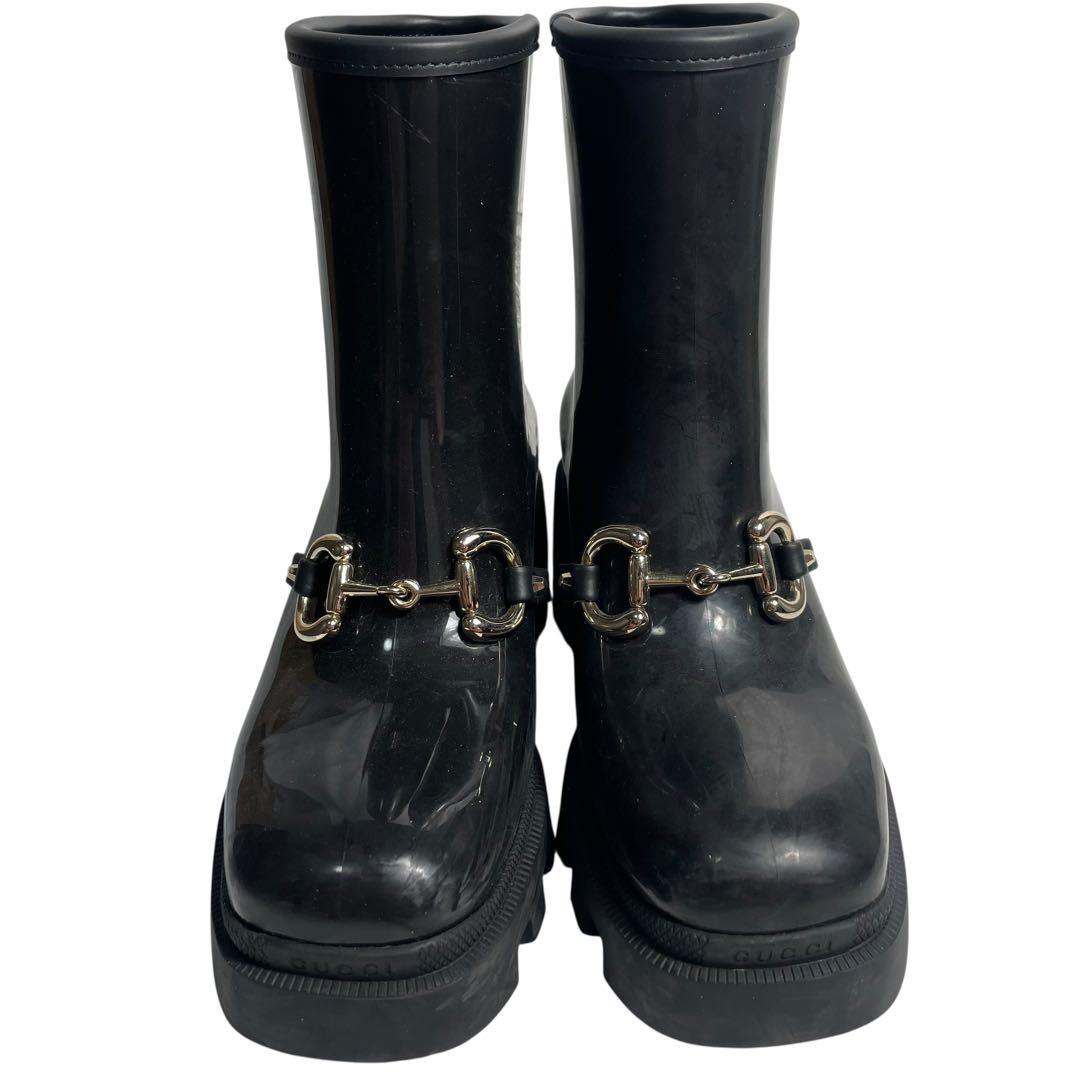 GUCCI ホースビット黒 ラバー ショートレインシューズサイズ 38 2025年