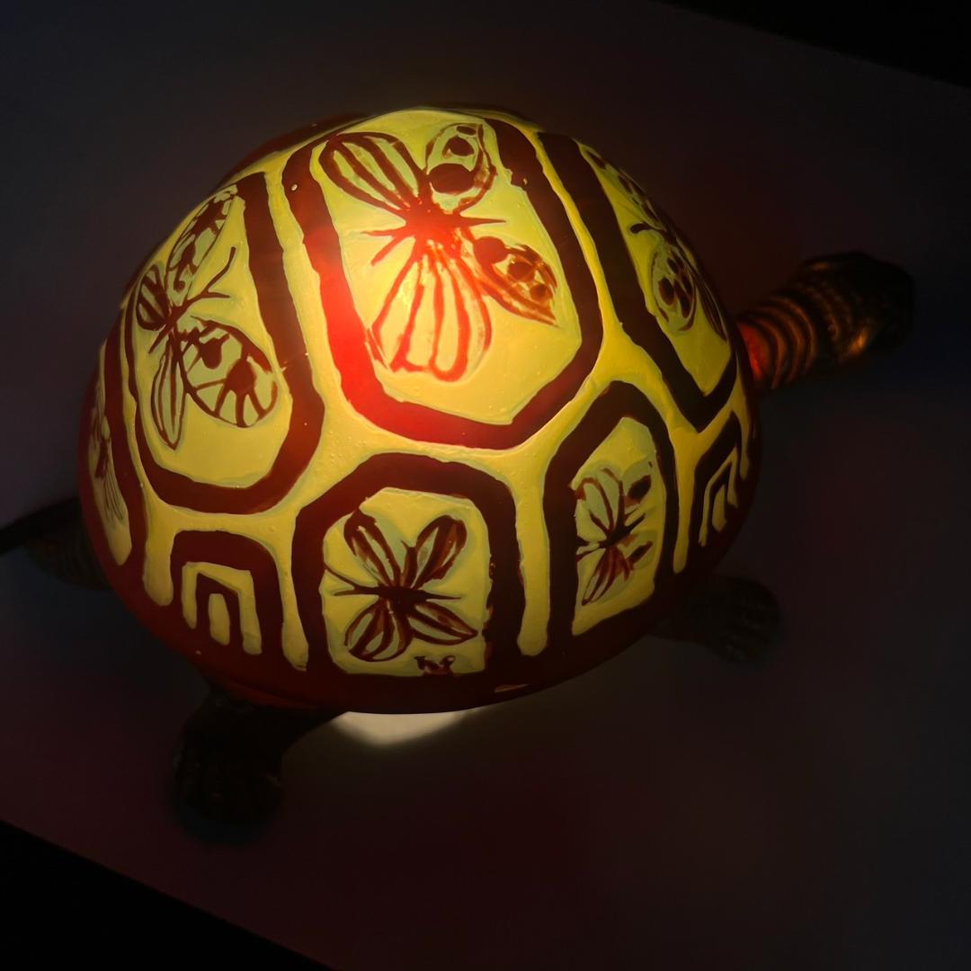 ◆証明書付◆Emile Galleエミールガレ　亀　卓上ランプ　カメオ彫り