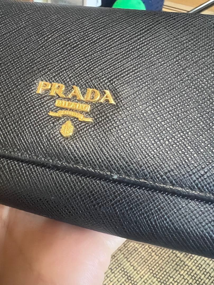 PRADA サフィアーノ 長財布 ブラック/イエロー/ピンク