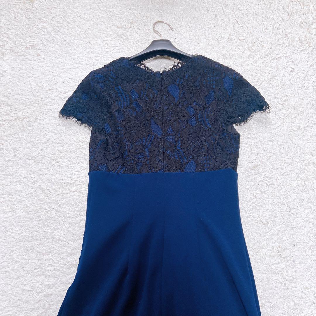 美品　タダシショージ　レース切替Ｖネック　キャップスリーブドレス　近年モデル　S