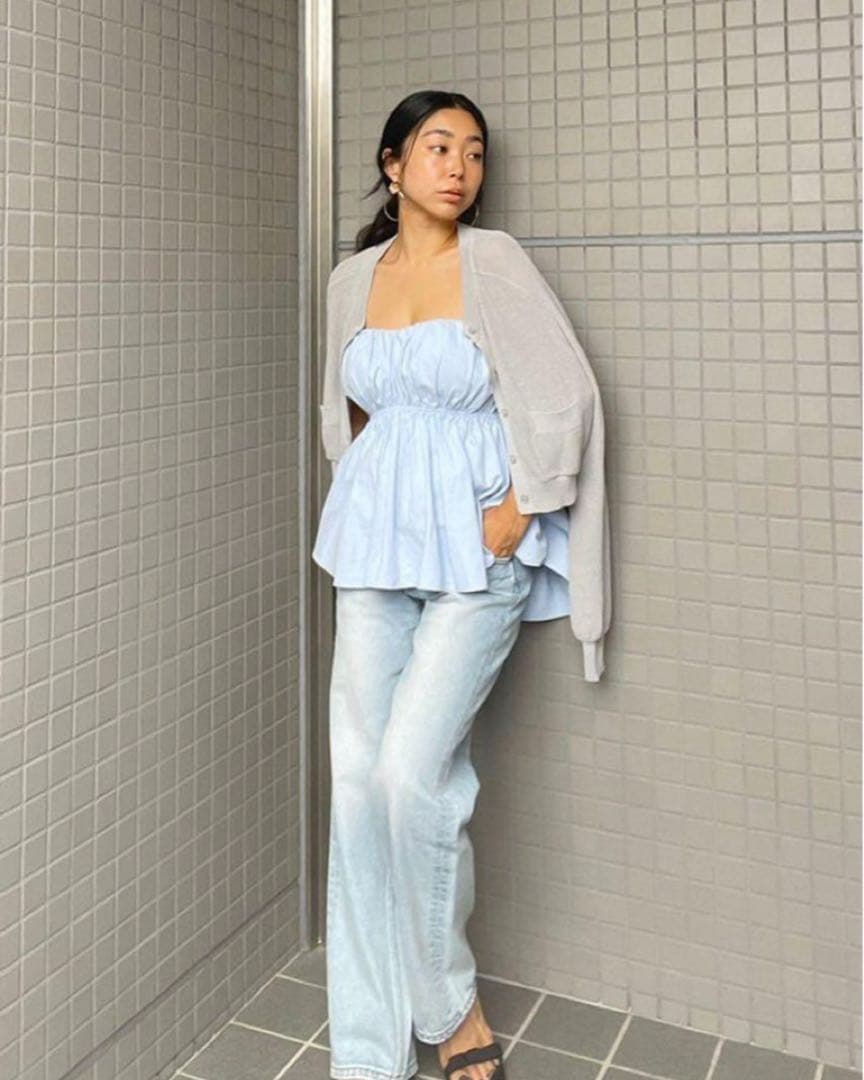 【シールームリン】ウエストShapeパッドinベアトップス アイスブルー M