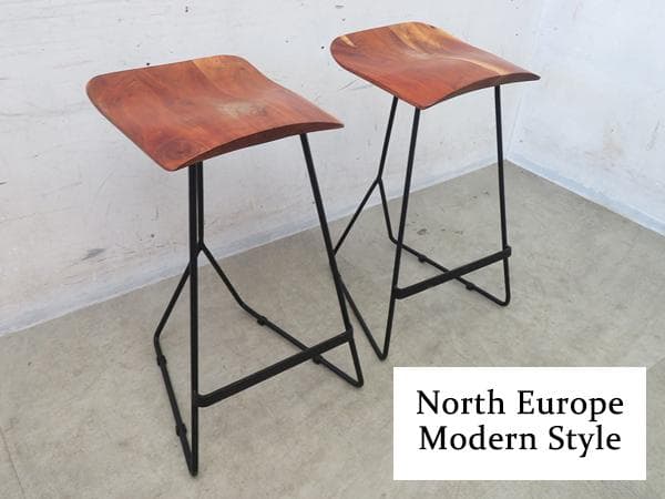 展示品■アカシア無垢材■カウンターチェア■2脚セット■アイアンレッグ■スツール■