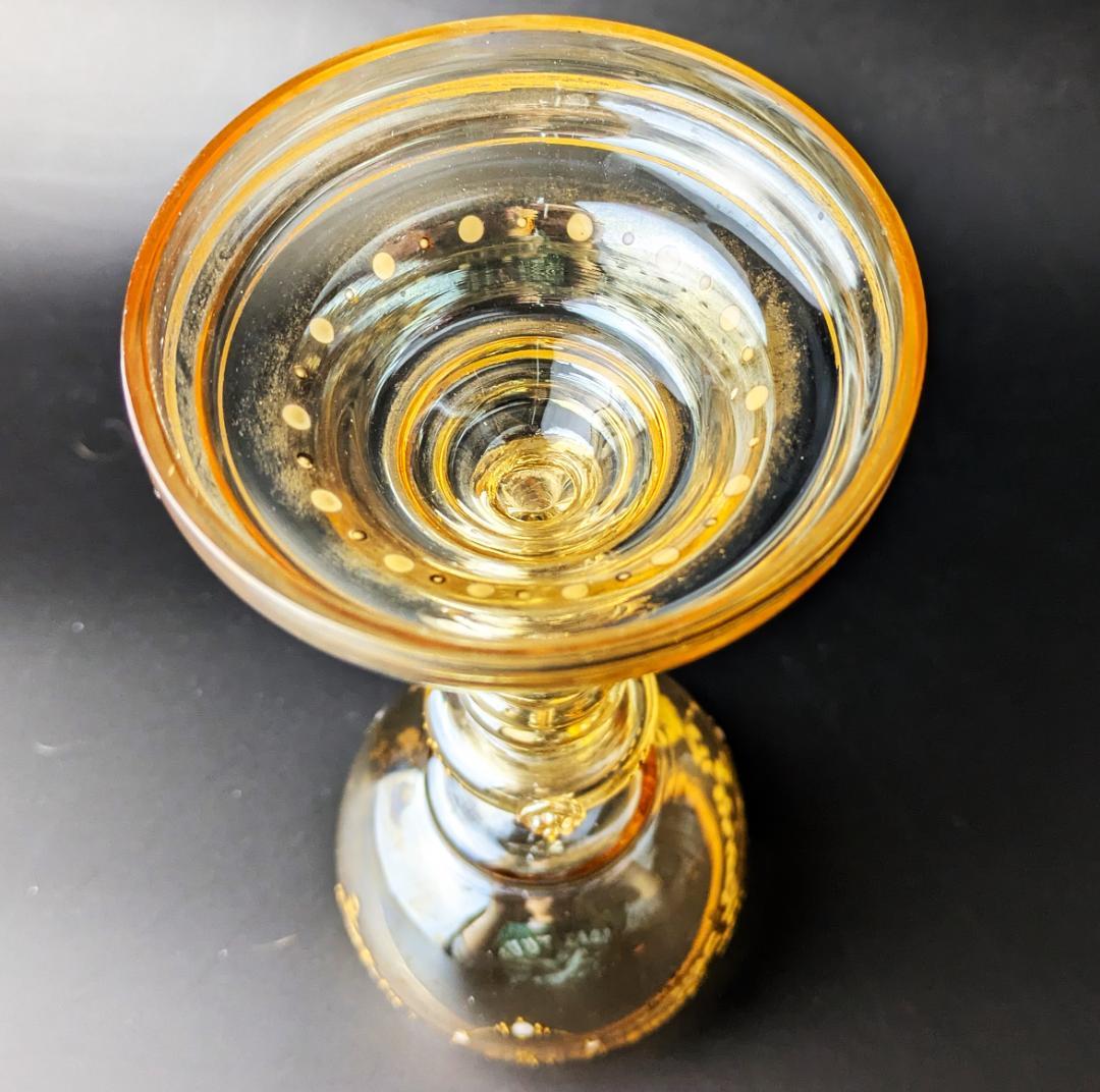 厚い金彩の大型19㎝グラス★モーゼル ボヘミアン グラス ワイン moser