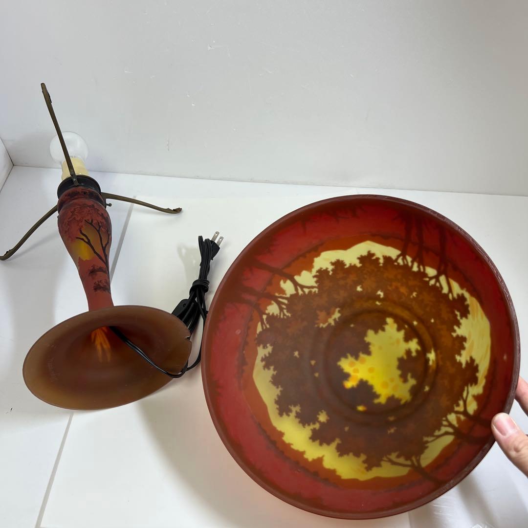 Ungureanu 湖水風景文 酸化腐食彫 大ランプ 高さ46㎝化粧共箱