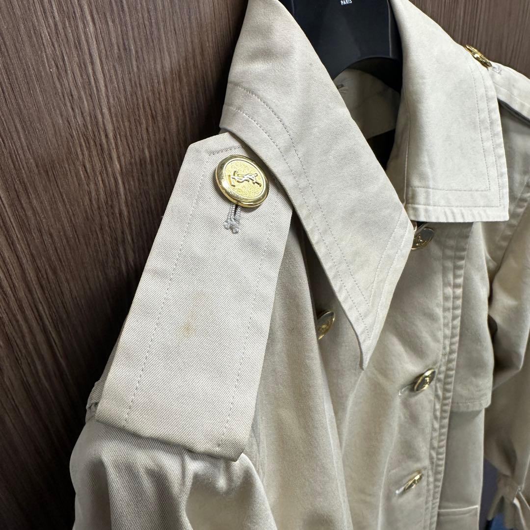 YSLトレンチコート 金ボタン ベージュ M ユニセックス ビンテージ