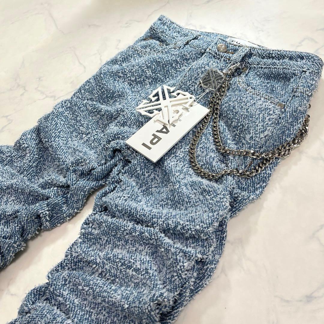 グアピ GUAPI スカイブルー スーパースタックデニム 新品 チェーン付