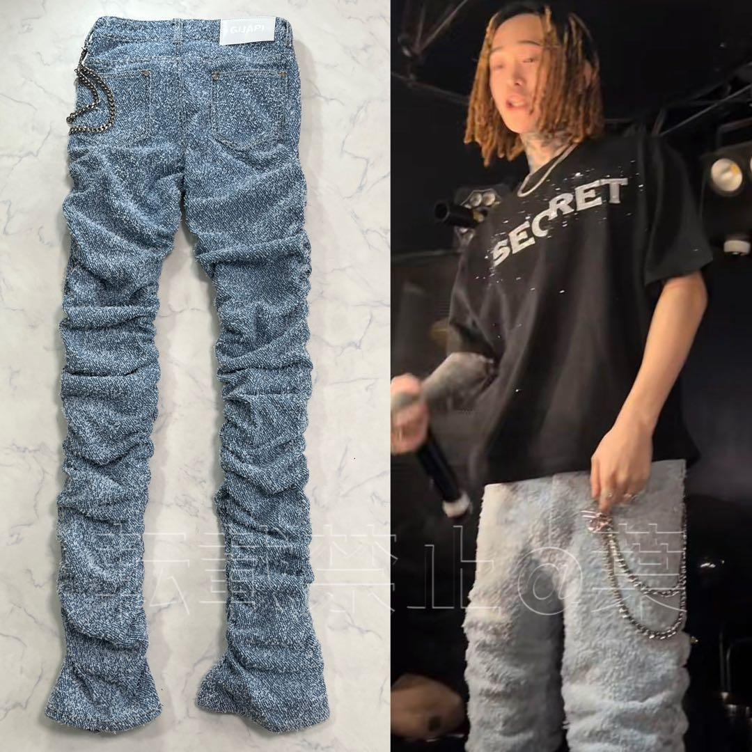 グアピ GUAPI スカイブルー スーパースタックデニム 新品 チェーン付