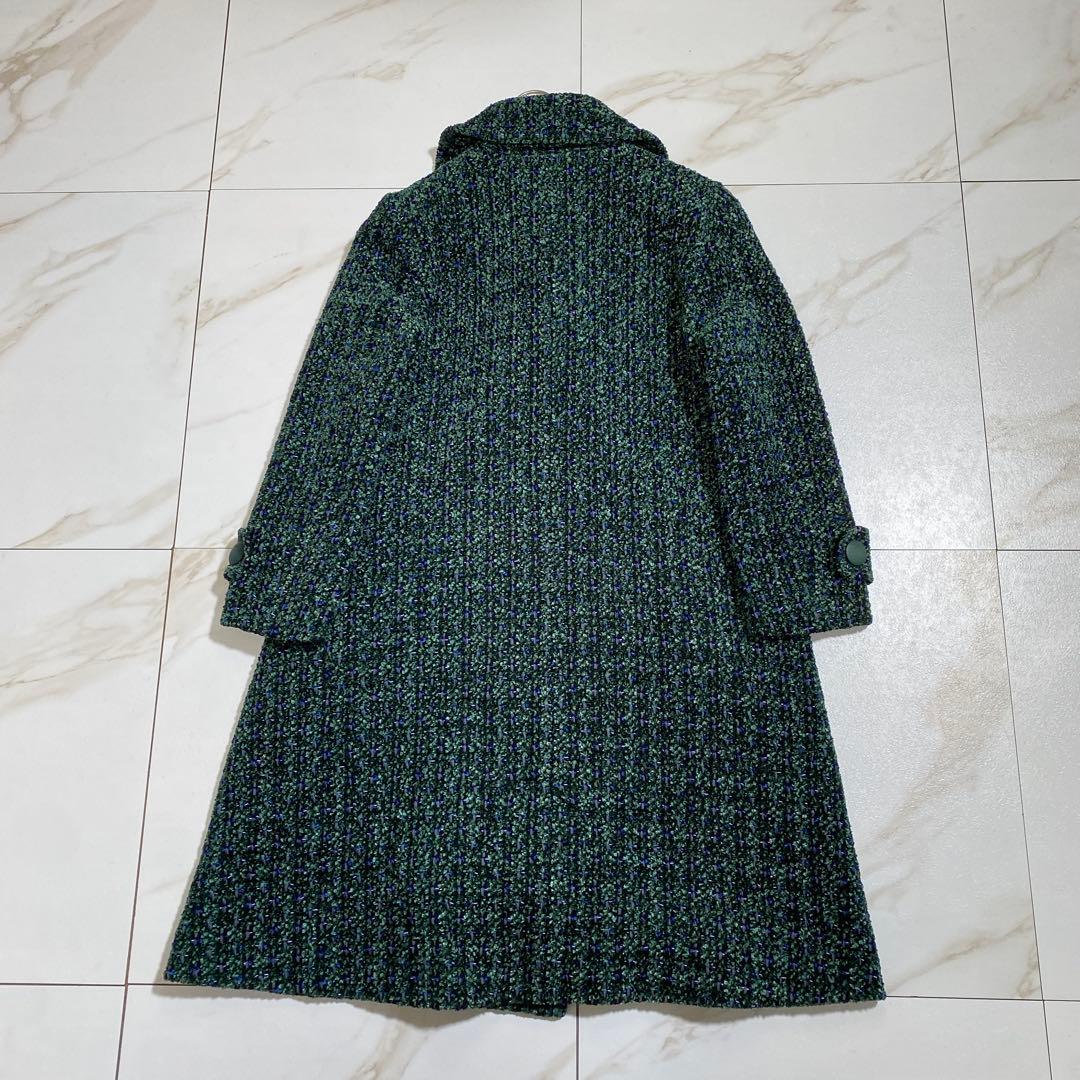希少カラー♡LINTON ツイード ダブルブレストロングコート オートクチュール