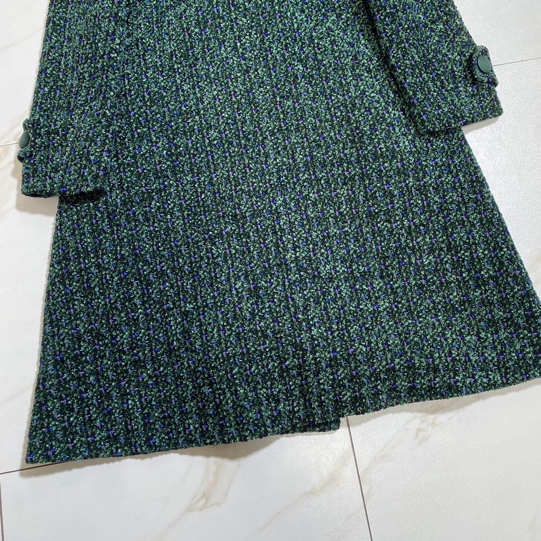 希少カラー♡LINTON ツイード ダブルブレストロングコート オートクチュール