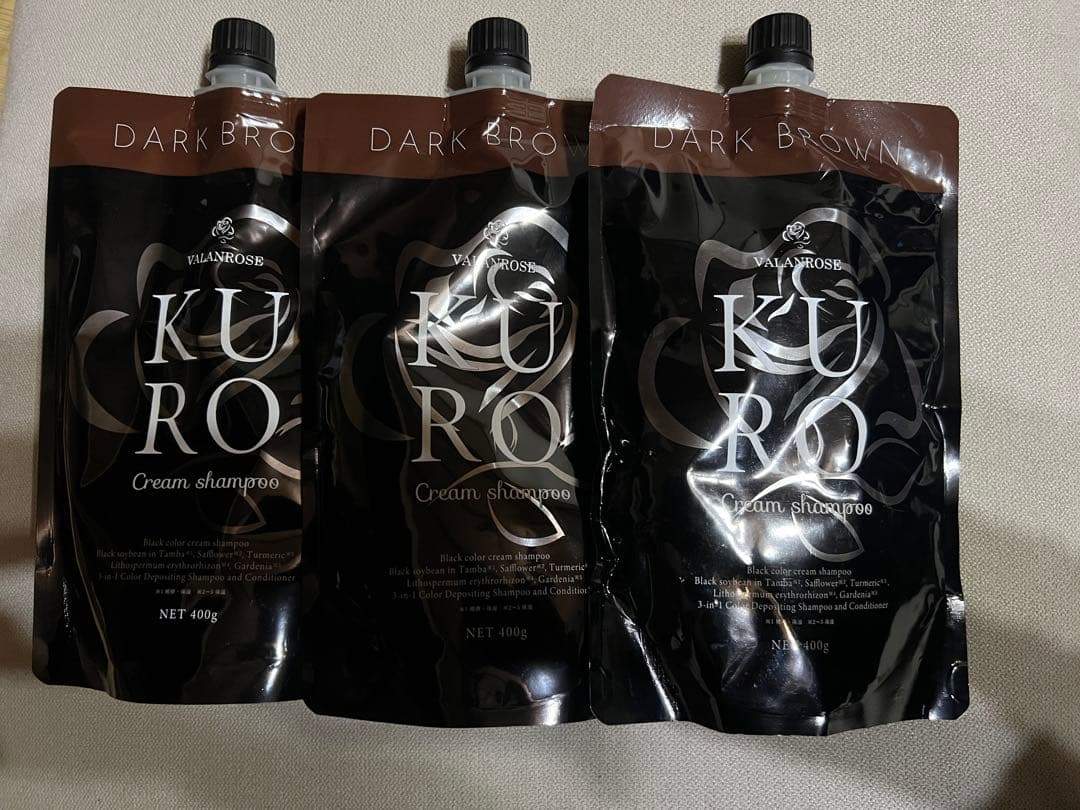 新品】バランローズ KUROクリームシャンプー ダークブラウン400g✖️3