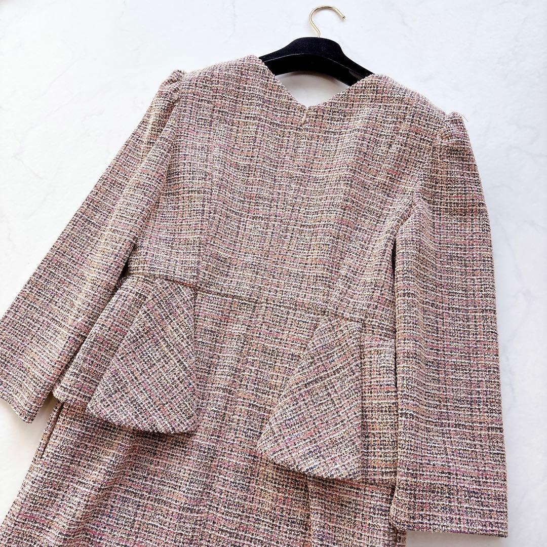 【CELFORD】佳子さま着用　ロングスリーブペプラムタイトワンピース　38