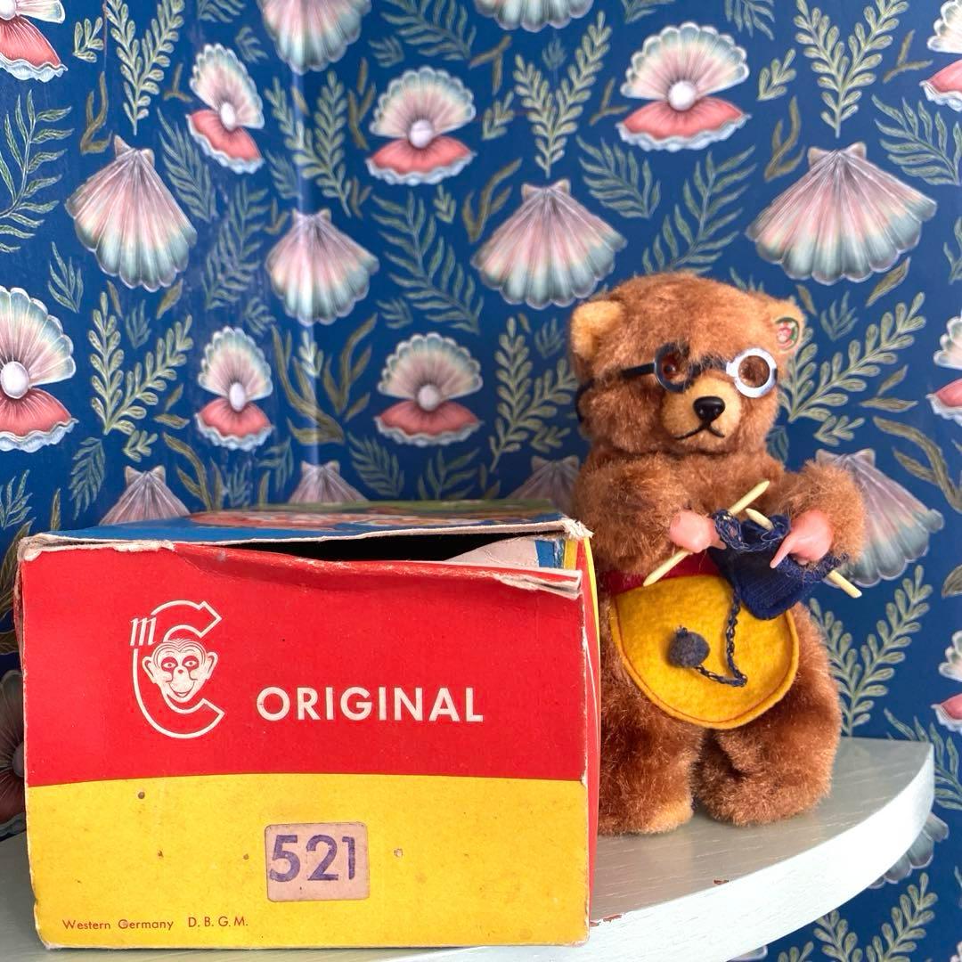 アンティーク ビンテージベア ゼンマイ仕掛け 編み物ベア max carl